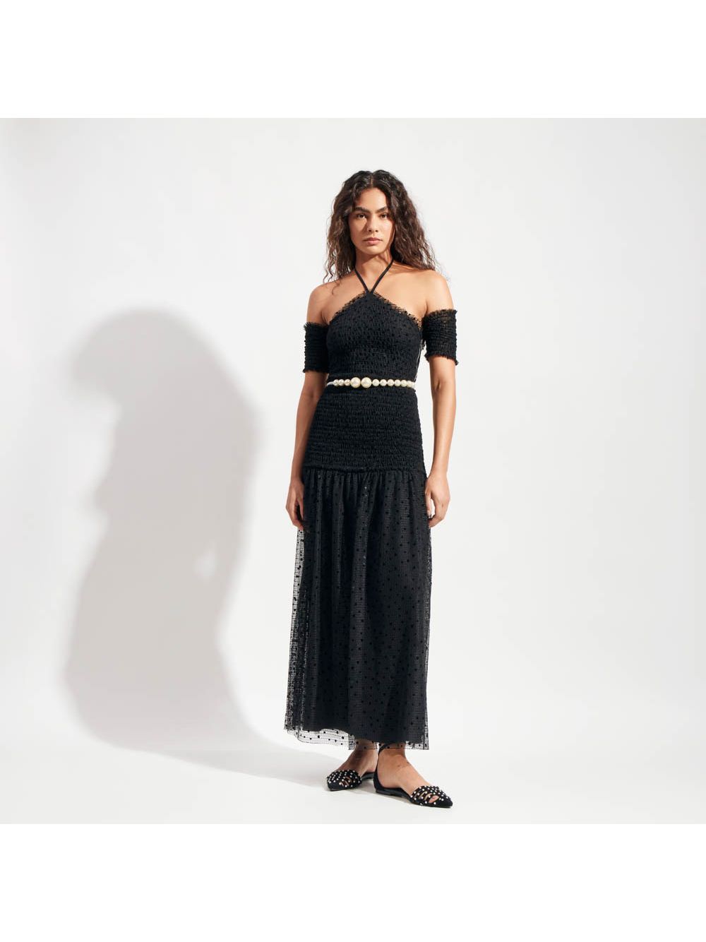 NK — Vestido Renda Flocada Gal