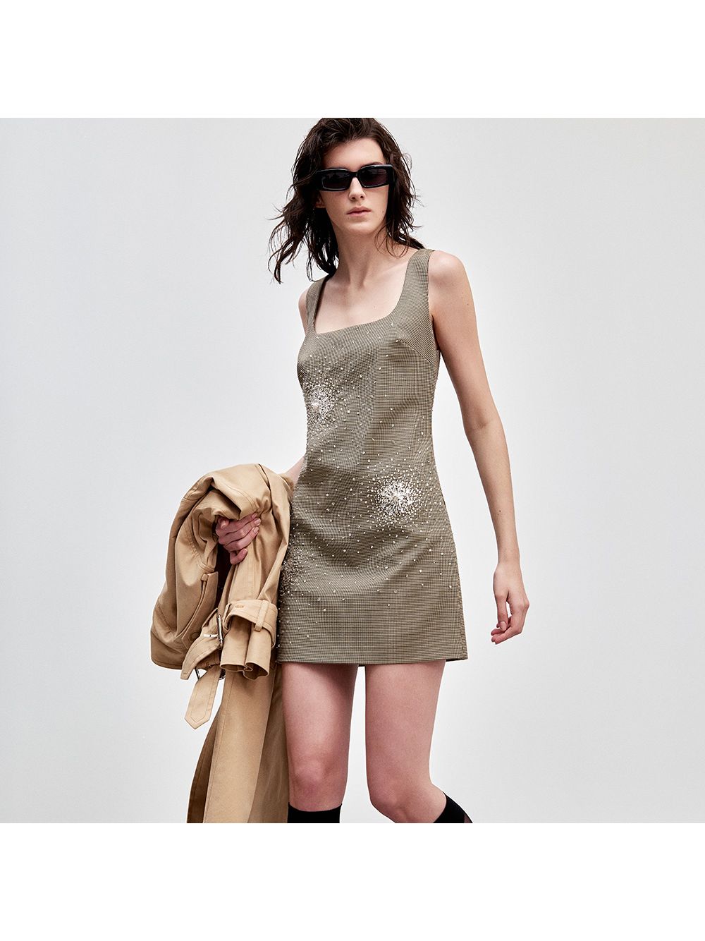 NK — Vestido Pied Poule Kosmos Lana